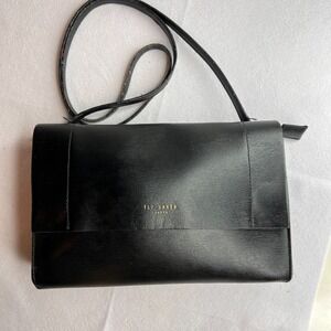 Ted‎ Baker Black Textured Leather Crossbody Bag Gold Hardware Shoulder Purse